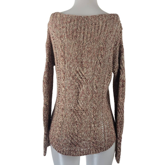 Free People Shade of Brown/Tan Open Knit Sweater Cotton/Linen/Alpaca Blend XS - Picture 3 of 5